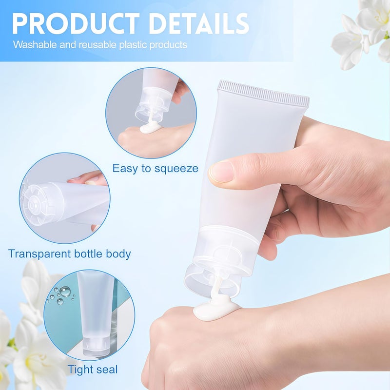 SYBL 20PCS Clear Empty Refillable Plastic Soft Tubes Squeezable Bottle Packing Cosmetic Sample Container Jars Storage Holder For Facial Cleaner Shampoo Shower Gel Body Lotion Hand Cream 50ml/1.7oz - Image 4